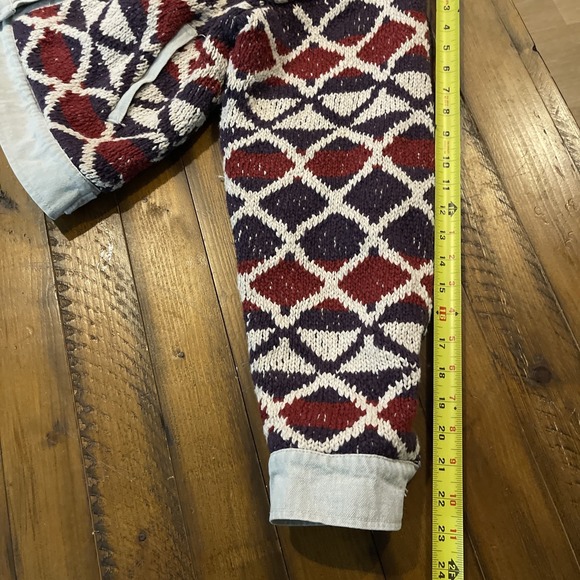 Free People Lakeside Denim Jacket Western Chunky Knit Size Med/ Large - Picture 10 of 12